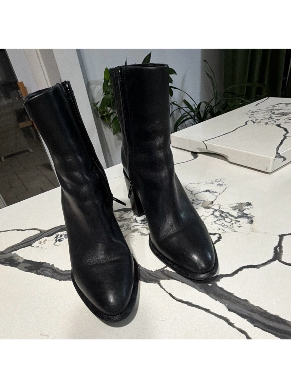 Alexander Wang Black Leather High-Block Heel Ankle Boots